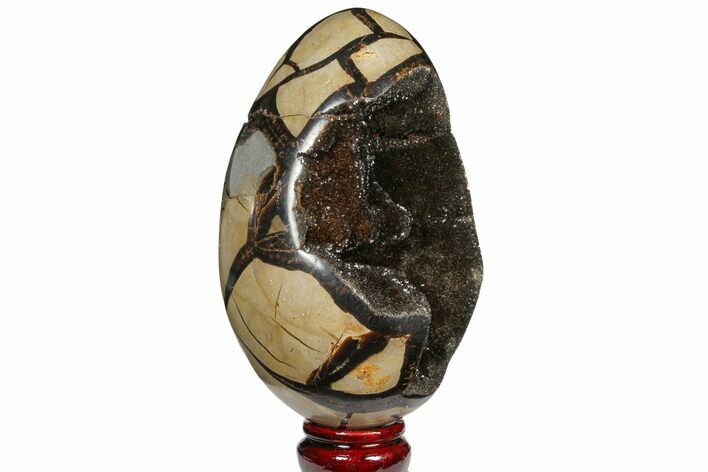 Septarian Dragon Egg Geode - Black Crystals #120877